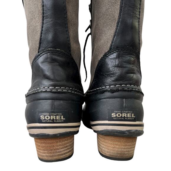 SOREL Joan of Arctic Wedge II Leather Suede Lace Up Winter Snow Boots Black 8.5 - Picture 13 of 16